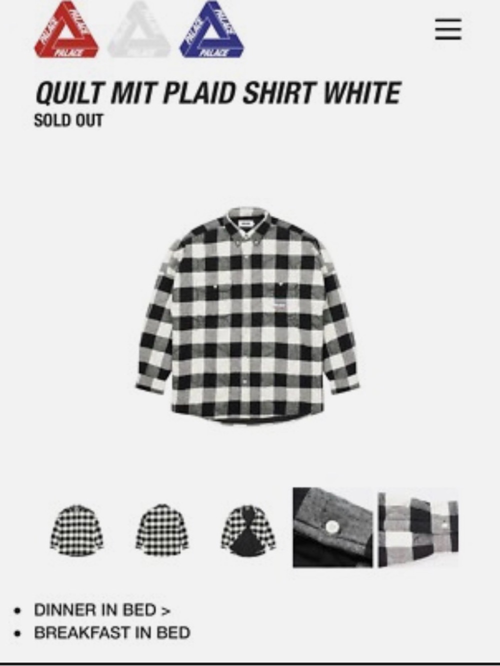 PALACE Quilt MIT Plaid Button-Down Shirt Jacket - Size Small